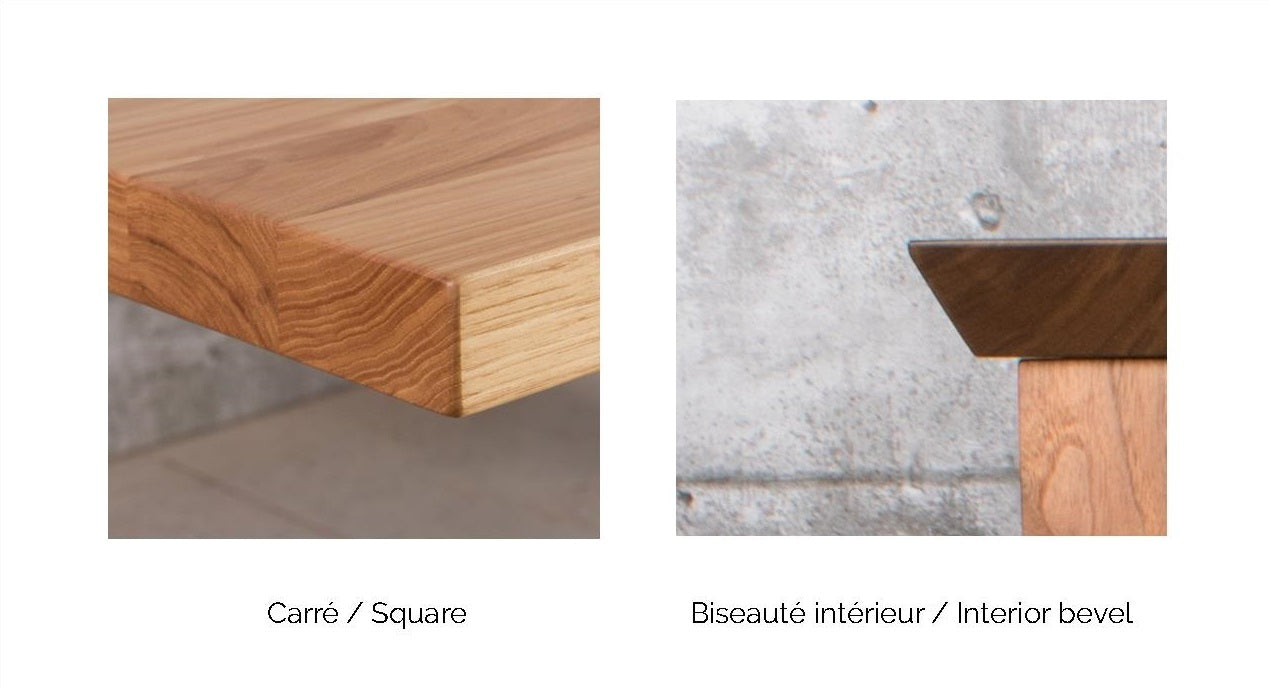 Solid wood table with steel legs