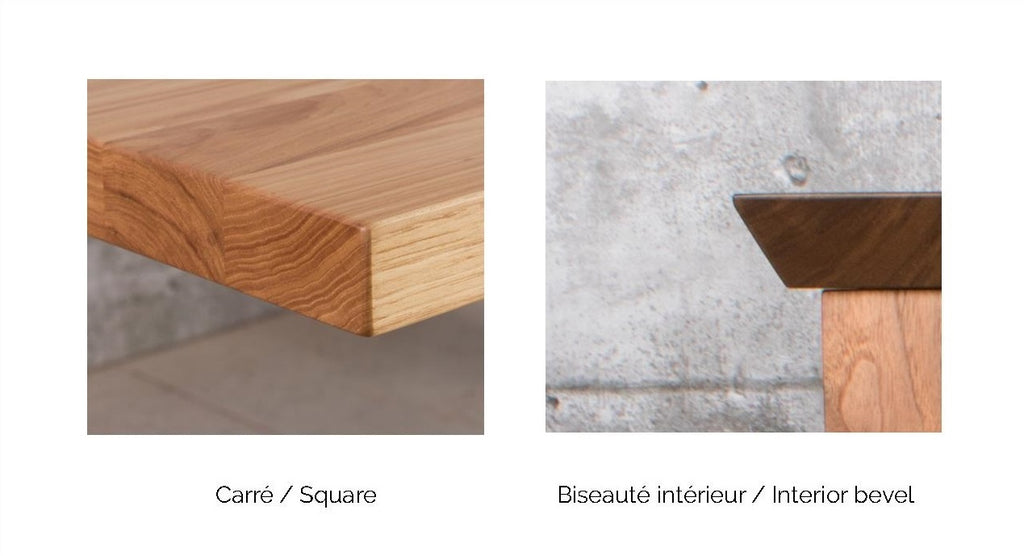 Solid wood table with steel legs