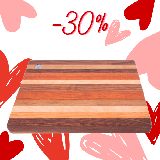 Planche à découper en essences mélangées (à plat)